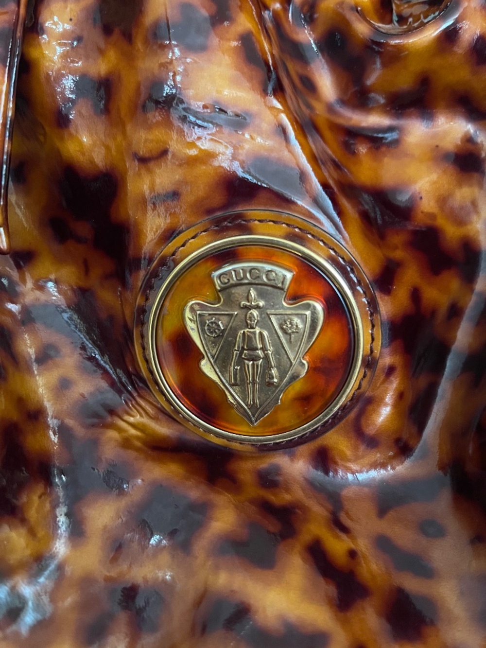 Vintage Gucci Hysteria Hobo Bag Brown Patent Leather Large - Picture 2 of 16